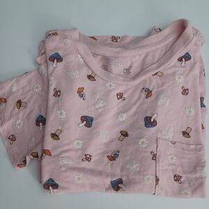 Nobo Mushroom Print Tie Front Shirt Sz M